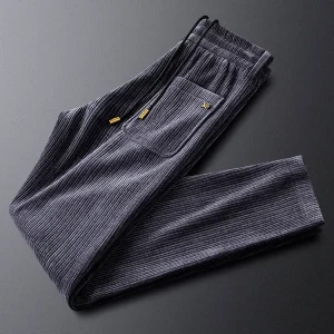 Corduroy Pants Men's Slim Fit High Elastici Snail ell Belted Casual Trousers Faionable Urban Sle Winter Wear - AliExpress Pants