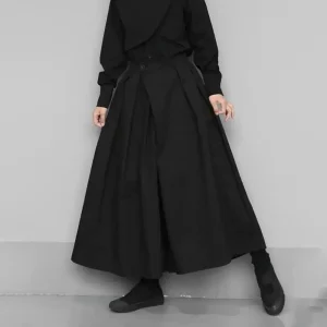 2023 Rendy Gothic Dark Style Loose Cropped Hakama Pants Wide Straight Leg Casual Trousers Youthful Energy Style Eighteen Shorts - AliExpress Pants