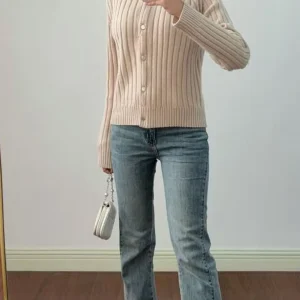 Ele Detachable Pearl Collar Long Sve Knitted Open Cardigan Top Lightweight Luxury Early Spring Soft Knitwear for Women - AliExpress Sweaters&Jumpers
