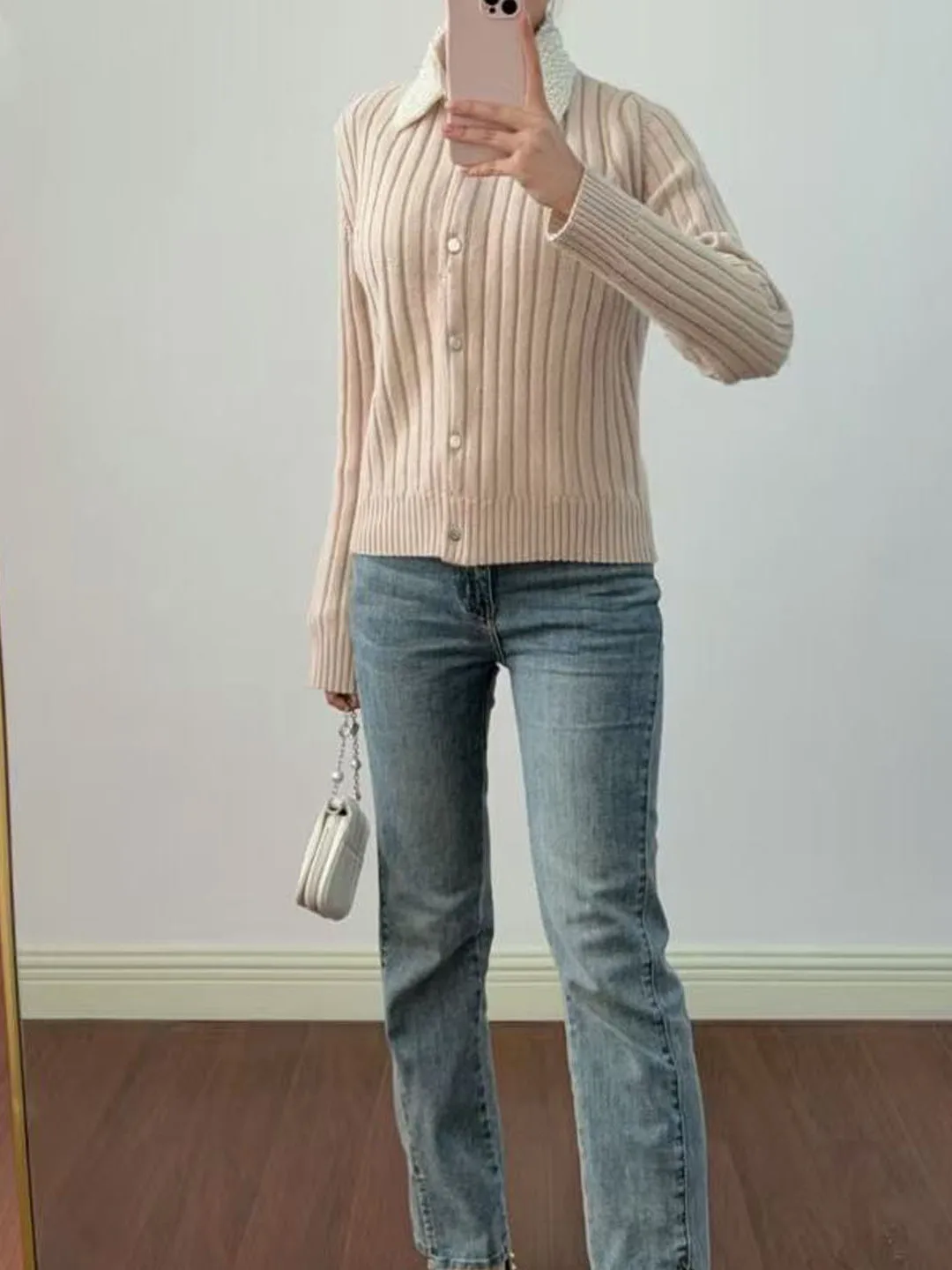 Ele Detachable Pearl Collar Long Sve Knitted Open Cardigan Top Lightweight Luxury Early Spring Soft Knitwear for Women - AliExpress Sweaters&Jumpers