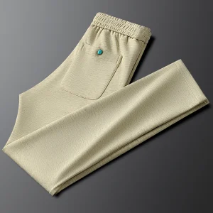 Silky Slim Fit Elastic Waist Sports Sweatpants for Men Straight Leg Trousers Spring Autumn New Sle Casual Pants - AliExpress Pants