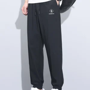 Qui Dry Ice Silk Men's Casual Pants Spring Summer New Sle Nine Points Cuffed Leisure Trousers Mark Fairwe Casual Sle - AliExpress Pants