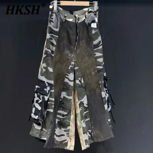 HKSH Spring Summer New Man Dark Techwear Chic Original Design Fashion Casual Camouflage Spliced Pockets Calf-length Pants HK5114 - AliExpress Pants
