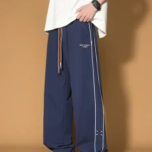KITH Men's Casual Ice Silk Straight Leg Pants American High Street Long Trousers Fashionable Youthful Spring Autumn Wear - AliExpress Pants