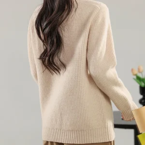 Chic Exquisite Women's Casual Basic Soft Solid Mock Neck Zipper Cardigan Thick Cable Stitch 100% Merino Wool Knitwear Sweater - AliExpress Sweaters&Jumpers