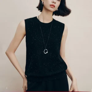 Tianxing Manxuan Wool Knitted Vest round Ne Svel Sequin Women's Casual Sle Soft Woolen Top New Winter Faion - AliExpress Sweaters&Jumpers