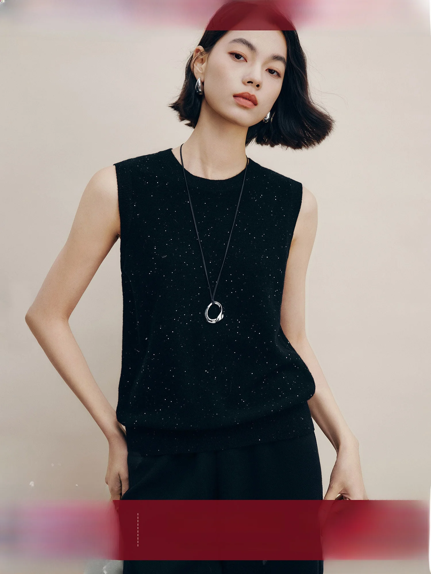 Tianxing Manxuan Wool Knitted Vest round Ne Svel Sequin Women's Casual Sle Soft Woolen Top New Winter Faion - AliExpress Sweaters&Jumpers