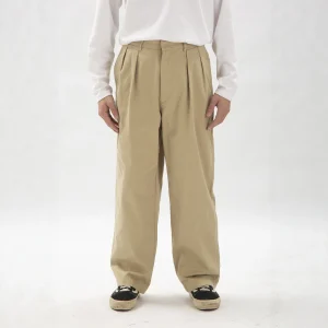 Double Pleated Chino Pants Casual Men's Slanting Pattern Mountain Series Long Pants Loose Fit Straight Leg Cotton Polyester B... - AliExpress Pants
