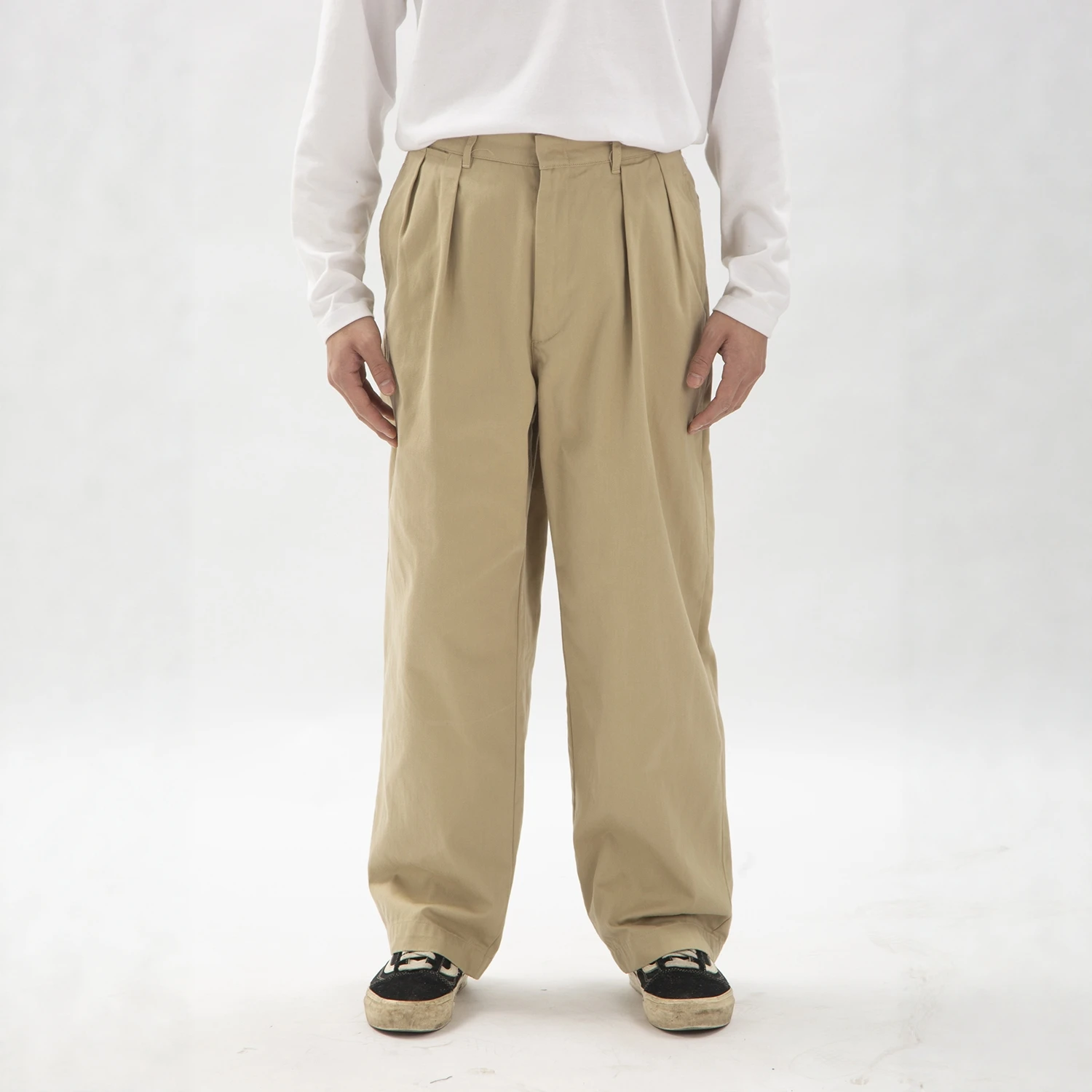 Double Pleated Chino Pants Casual Men's Slanting Pattern Mountain Series Long Pants Loose Fit Straight Leg Cotton Polyester B... - AliExpress Pants