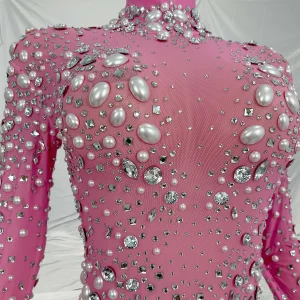 Tiaoliao Women Stage Big Pearls Jumpsuit Rhinestones Stretchy Jumpsuit Evening Birthday Celebrate Outfit Sexy Dancer Bodysuit - AliExpress Jumpsuits&Rompers