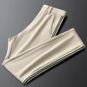 Contains wool ~ apricot anti-wrinkle casual business pants for men Autumn and winter small feet for men commuter stretch pants f - AliExpress Pants