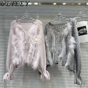 Autumn Winter New Elegant Socialite Frayed Edge Beaded Pullover Elegant Versatile Long Sleeve Knitted Sweater for Women - AliExpress Sweaters&Jumpers