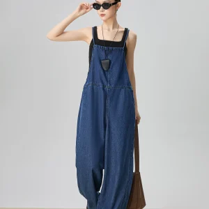 Blue Denim Dstring Strap Jumpsuit Women's Faion Slimming One-Piece Pants High Waist Straight Leg Long Trousers - AliExpress Jumpsuits&Rompers