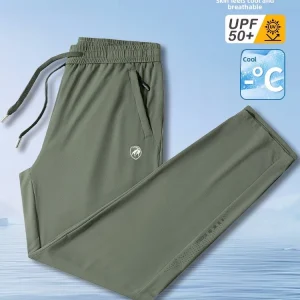 High-End Ice Silk Men's Summer Thin Cool Feeling Straight Leg Casual Qui Dry Sport Pants Trendy Long Trousers Lightweight - AliExpress Pants