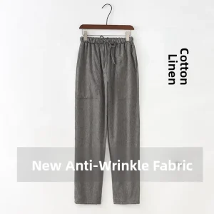 Loose Ice Silk Cotton Linen Men's Casual Pants Summer Straight Leg Vintage Chinese Sle High Waist Breathable Wide Leg Trousers - AliExpress Pants