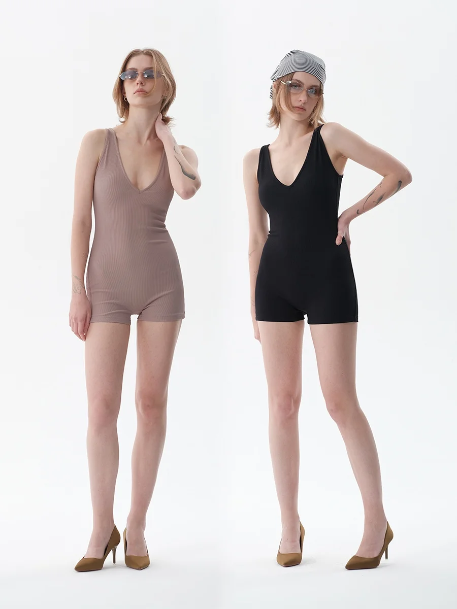 High Elastici V-Ne-Piece Suit Retro Sle Low Waist ort Pants Nylon Fabric Office Commute Spring Season Online Excl... - AliExpress Jumpsuits&Rompers