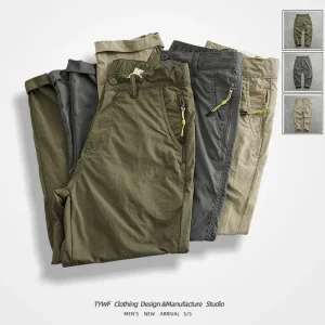 Outdoor Quick Dry Workwear Casual Pants Men's Elastic Waist Splash Proof Lightweight Fashion Urban Nylon Straight Leg Trousers - AliExpress Pants