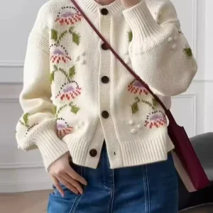 French Sle Knitted Cardigan Women's round Ne Lantern Sve Embroidered Sweater Autumn Winter New Arrival Soft Woolen Coat - AliExpress Sweaters&Jumpers