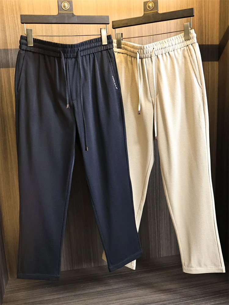 Cool Max Four Dimensional Elastic Casual Pants Men's Summer High End Busin Straight Leg Cool Sensation Long Trousers - AliExpress Pants