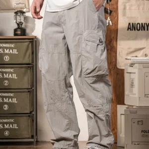 Retro American Workwear Pants Men's Paratrooper Thin Qui Dry Loose Casual Summer Trousers Cotton Nylon Blend Straight Leg - AliExpress Pants
