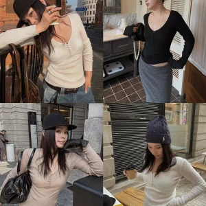 Slimming Effect Wool Blend Long Sve Women's Base Layer Top in Bla Casual Sle V-Ne Knitted O-Sle Casual Wear - AliExpress Sweaters&Jumpers