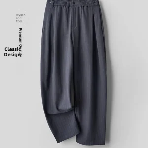 Casual Striped Men's Pants Straight Leg Loose Fit Commute Fashionable A-Line Shape Premium Feel Autumn Polyester Blend - AliExpress Pants