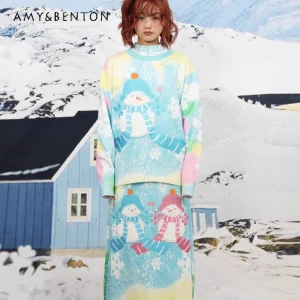 2025 Original Japanese Girl's Knitwear Pullover Autumn And Winter Cute Sweet Loose Cartoon Blue Knitted Sweater Versatile Ladies - AliExpress Sweaters&Jumpers