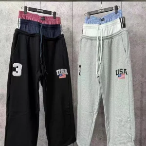 Loose Fit Embroidered Spor Casual Flag Pants Ailz Project 25ss Fake Tee Waist Design Long Straight Tube Leg Trousers - AliExpress Pants