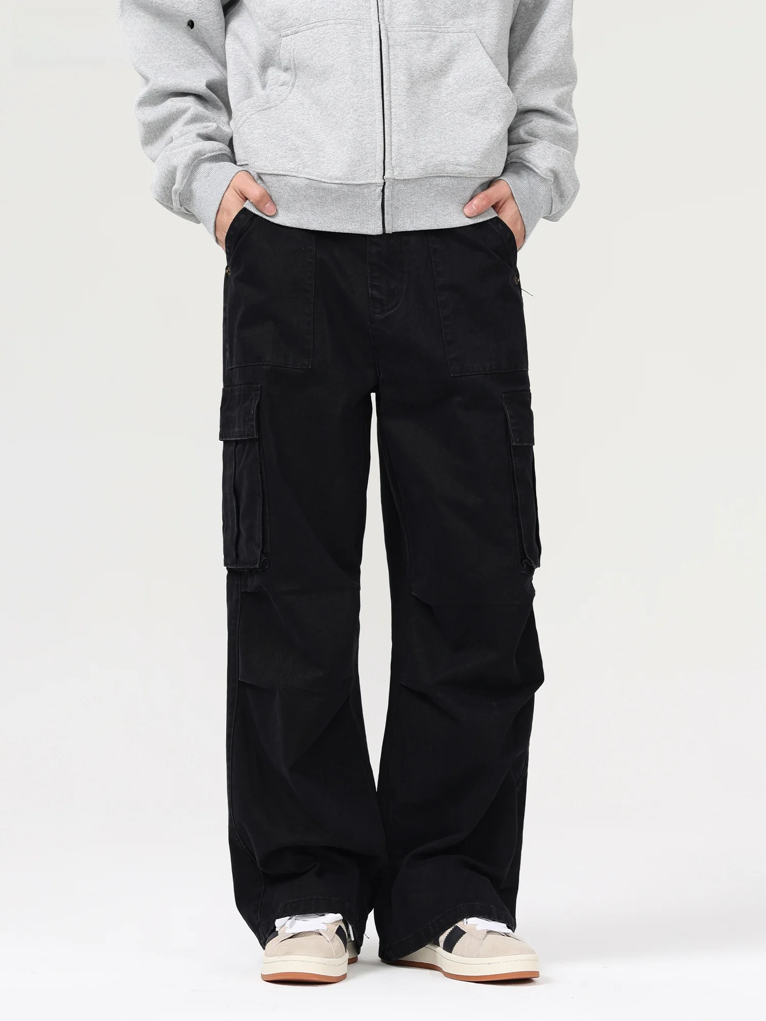 RB Men's Bla Straight Leg Work Pants Spring New Sle ket American Retro Casual Loose Wide Leg Trousers - AliExpress Pants