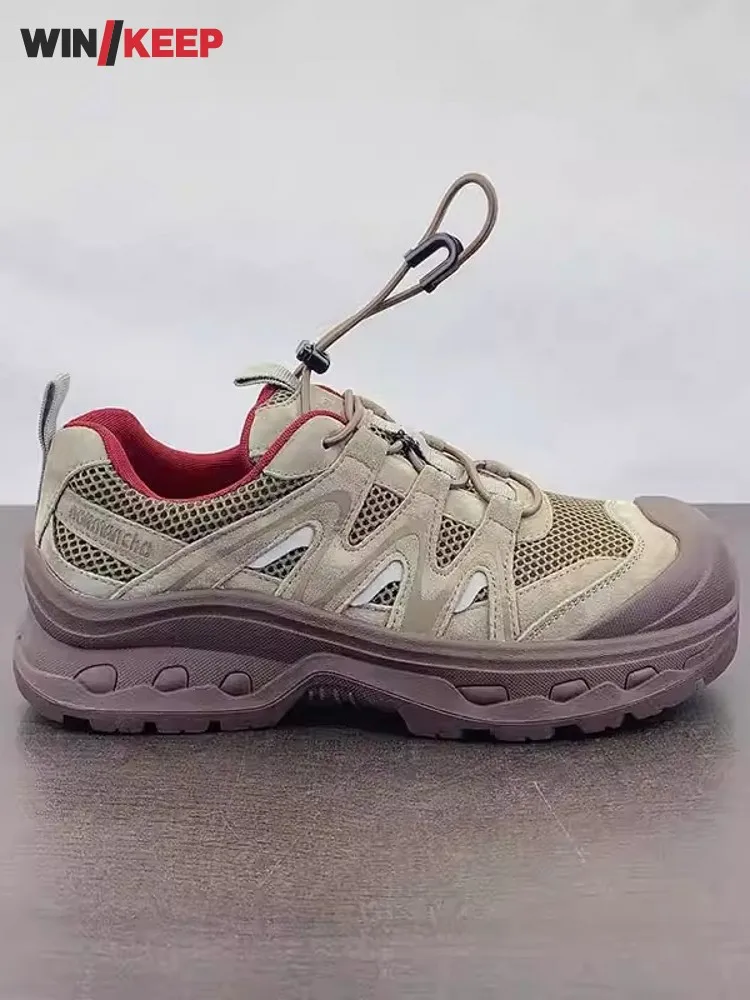 Outdoor Women Autumn Hiking Shoes Lace Up Antiskid Platform Climbing Shoes Breathable Mesh Spliced Mountain Camping Sneakers - AliExpress Sneakers