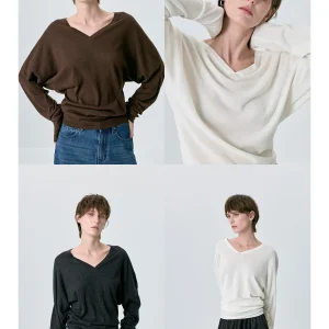 Ele V-Ne Camere Knitted Top Women's Loose Fit Long Sve White Base irt Design Sense Sta Waist Slimming - AliExpress Sweaters&Jumpers