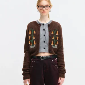 AHMI Wild Botanist Lazy Sle Coffee Color Sweater Winter Girl Color Blo Flower Pattern Knitted irt Loose Fit Long Sve - AliExpress Sweaters&Jumpers