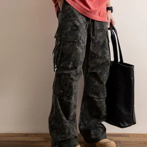 Geometric Mr. American Retro Military Travel Multi-ket Camouflage Work Pants Loose Straight Leg Wide Leg Casual Long Pants - AliExpress Pants