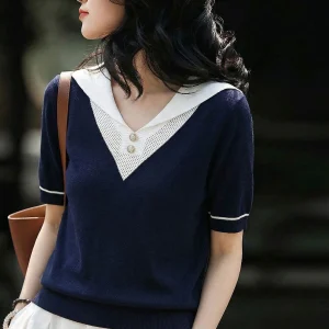 Slimming Knitwear ort Sve Overhead Women's Versatile T-irt French Sle Loose Fit Medium Softn Casual Simple Design - AliExpress Sweaters&Jumpers
