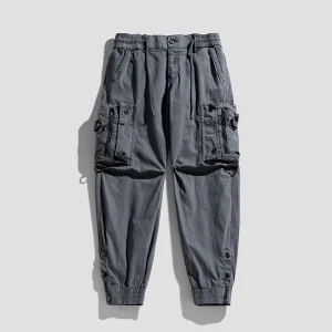 Men's Pure Cotton Work Trousers with Button Cuffs Sports Casual Long Pants Autumn Season Loose Fit Low Waist Street Sle - AliExpress Pants