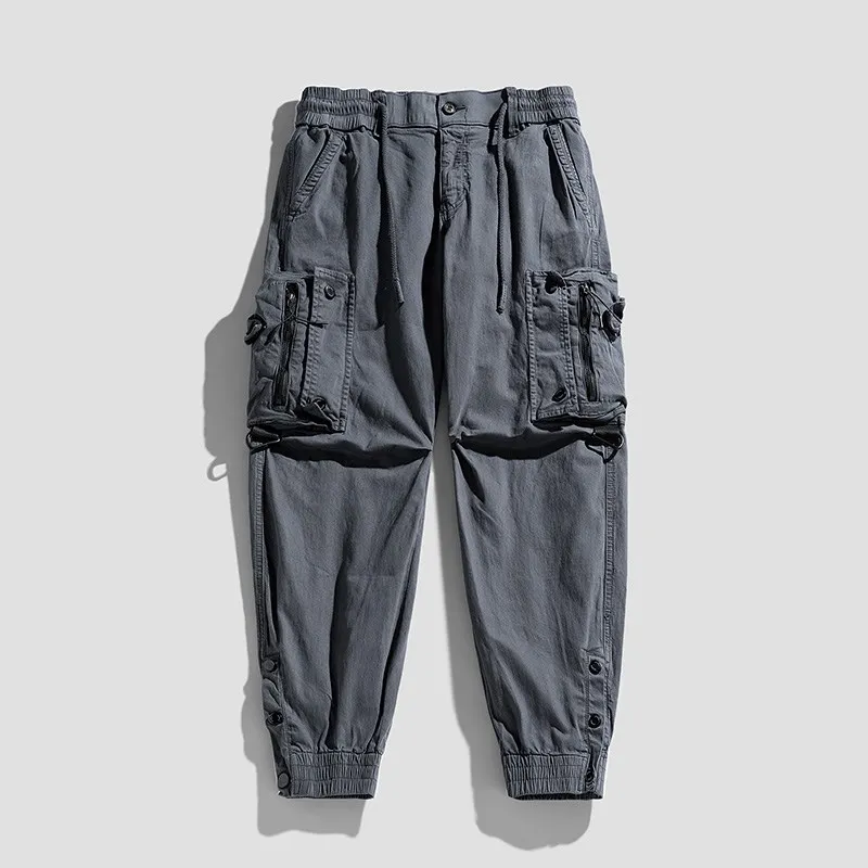 Men's Pure Cotton Work Trousers with Button Cuffs Sports Casual Long Pants Autumn Season Loose Fit Low Waist Street Sle - AliExpress Pants