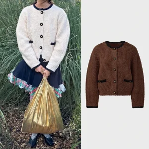 Knitted Cardigan Women's round Ne Single Button Color Blo Fce ort Coat Autumn Winter Faion Outerwear - AliExpress Sweaters&Jumpers