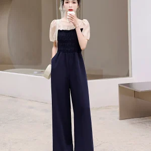 High Waist  Pants Women's Faionable Sli Summer New Arrival Slimming Wide Leg Jumpsuit Commute Friendly Thin Fa... - AliExpress Jumpsuits&Rompers