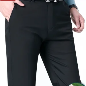 High-End Summer Thin Casual Pants Men's  Silk Straight Loose Mid-Year Busin  Color Cotton No-Ironing Needed - AliExpress Pants