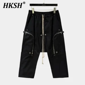 HKSH Spring Autumn New Men Tide Elegant Dark Niche Multi-Pockets Zipper Chic Casual Hip-Hop Drop-Crotch Cropped Pants Ins HK6308 - AliExpress Pants