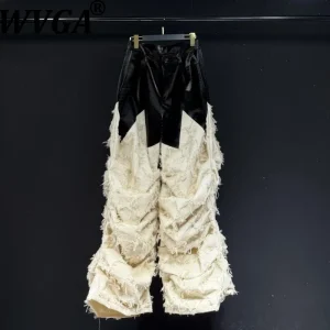 WVGA Autumn Winter New Men's Tide High Street Heavy Plush Stitching Punk Trendy Niche Chic Casual Wide-leg Pants Ins Y2K W13777 - AliExpress Pants