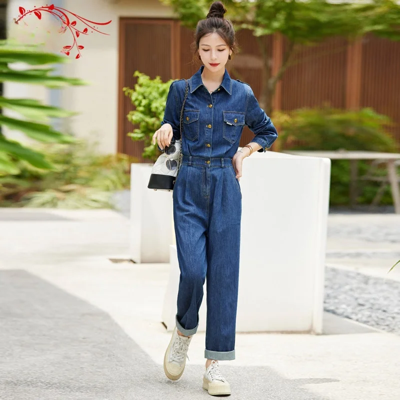 Faion High Waist Denim Overalls Women's Loose Faded Casual Workwear Pantsuit Spring Autumn New Sle Cotton Blend Fabric - AliExpress Jumpsuits&Rompers