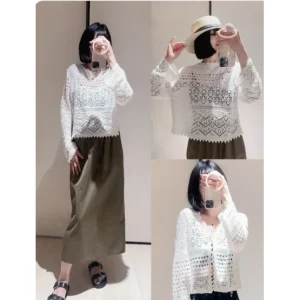 Elegant Holiday 26 Summer Refreshing Linen Knitted V-neck Belted Open Cardigan Women's Fashion Commute Style Short Sleeve Long - AliExpress Sweaters&Jumpers