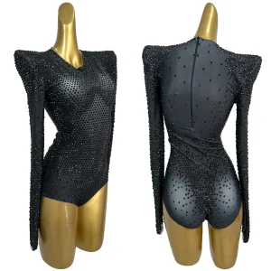 Black Silver Sparkly Rhinestone Spandex Tight Fitting Bodysuit Sexy Women Dance Show Club Party Stage Performance Outfit Duhei - AliExpress Jumpsuits&Rompers