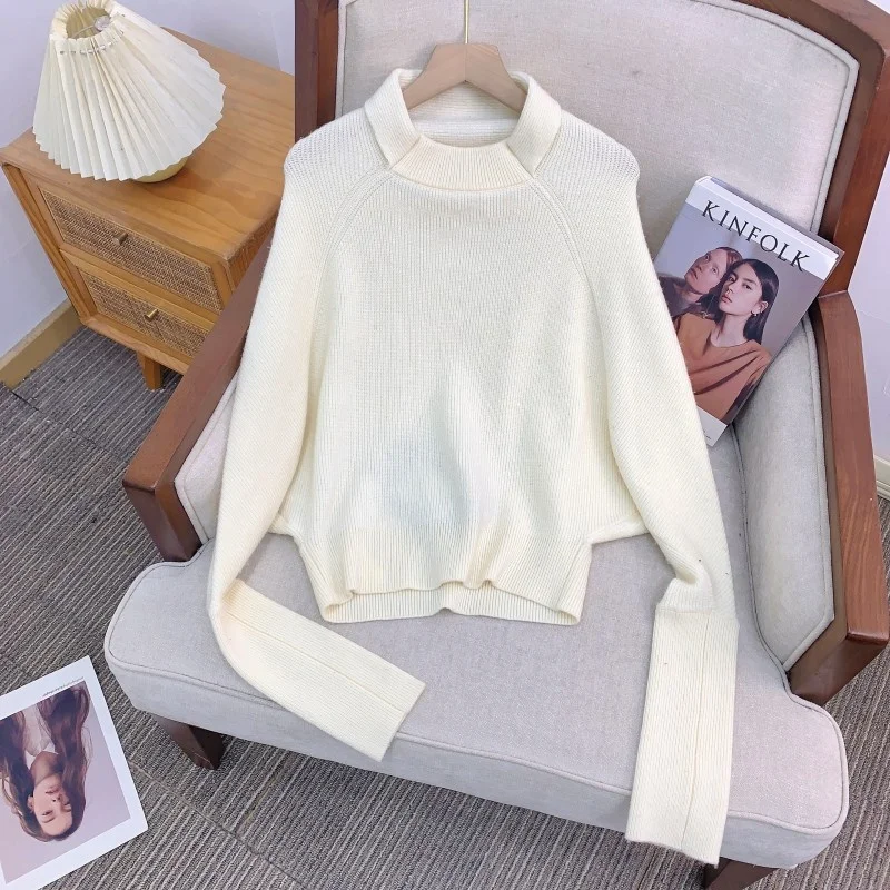 Tua White Batwing Sve Loose Ne Knitwear Waist Cinched Wool Sweater French Sle Women's Loose Fit Long Sve Thermal Top - AliExpress Sweaters&Jumpers