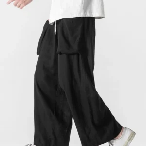 Retro Japanese Sle Men's Linen Pants Summer Thin Straight Nine-Five Trendy Loose Wide Leg Pants Versatile Casual Trousers - AliExpress Pants