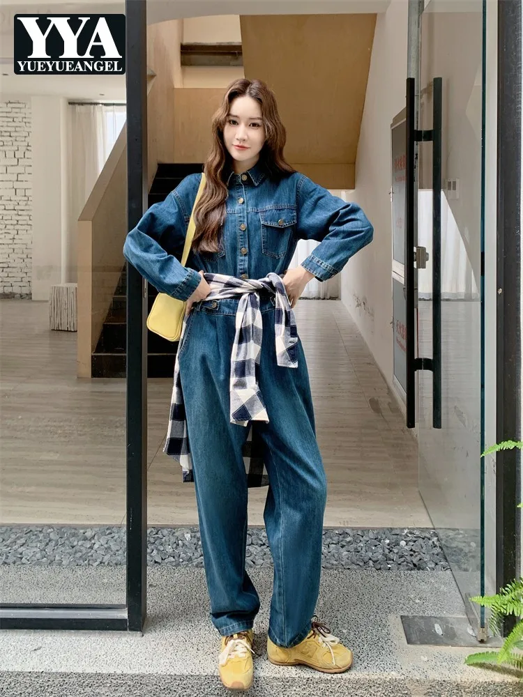 Vintage Women Denim Overalls Spring Autumn Long Sleeve High Waist Casual Cargo Work Jumpsuits Streetwear Hip Hop Rompers Female - AliExpress Jumpsuits&Rompers