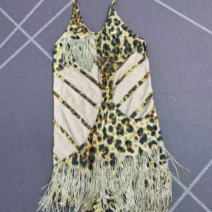 Liusubao 2025 Women Sexy halter Leopard Bodysuit Singer Dancer Performance Stage Costume Backless Tassel Nightclub Outfit - AliExpress Jumpsuits&Rompers