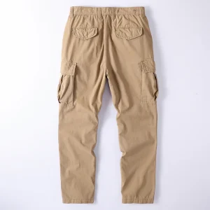 Ami Khaki Retro Casual Overalls Multi-Pocket Cotton Men's Pants Loose Straight Large Size Trousers - AliExpress Pants