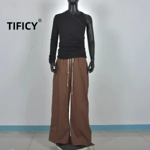 RO High Street Zipper Knitted Large Straight Cotton Casual Pants Men's Spring New Style Casual Loose Elastic Waist Pants - AliExpress Pants